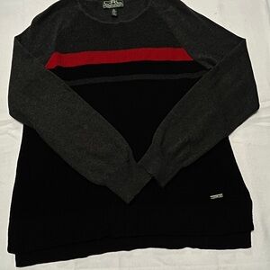 Ralph Lauren Active Women’s XL ski sweater Gray & Black, Red Stripe Knit Layer